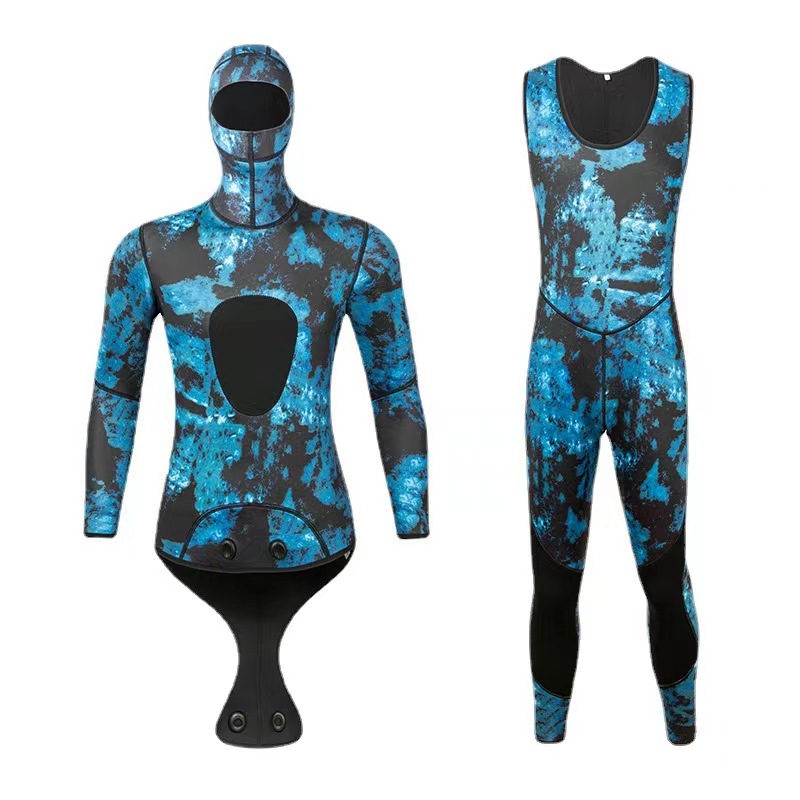 Camouflage two-pieces 7mm spearfishing Mens wetsuit