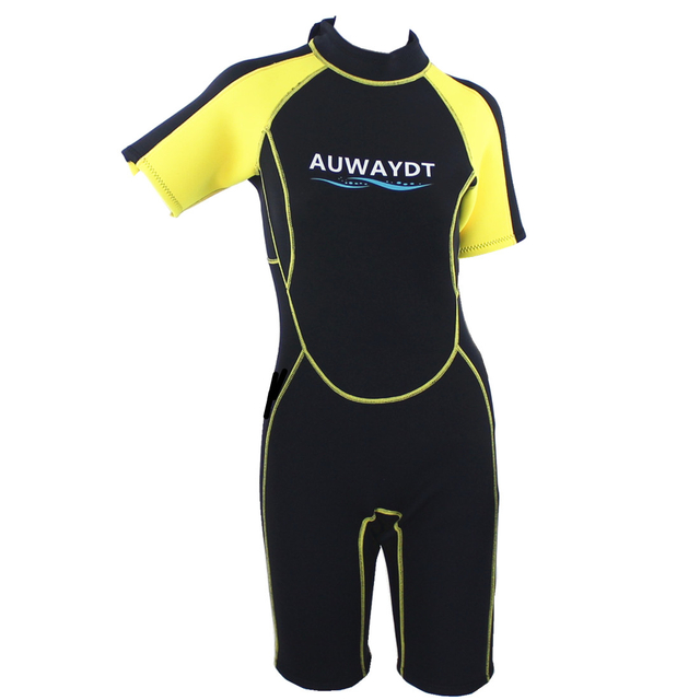 Lady's 2.5mm SCR Neoprene with double nylon back side YKK zipper Flat lock Yellow and Black color shorty wetsuit