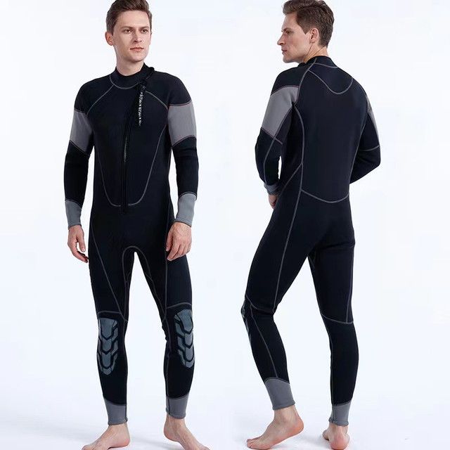 5mm CR Neoprene chest zipper with reinforcement knee pads Mens semi-dry suit