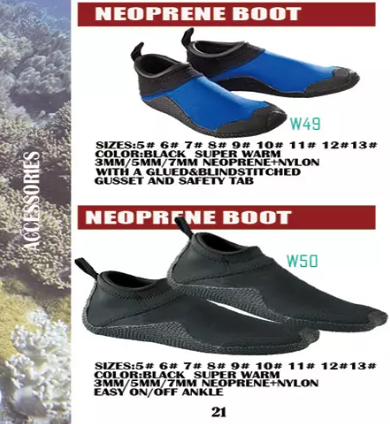 Elastic neoprene with nylon low diving boots