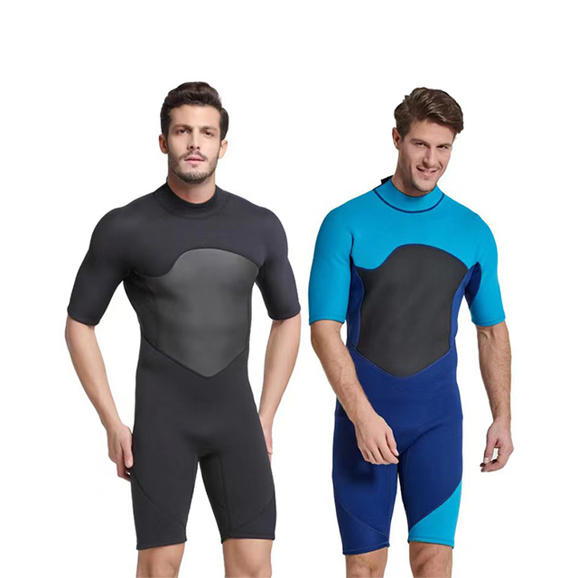 High quality super stretch Mens flat lock back YKK zipper shorty wetsuit 