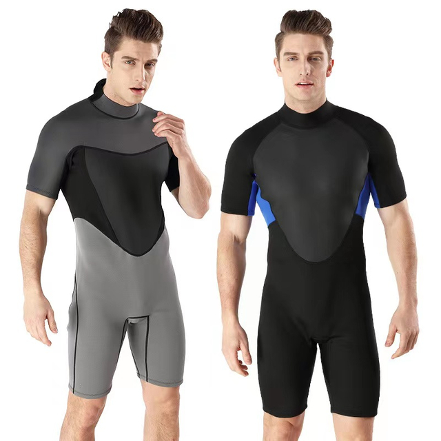 High quality 2.5mm CR materials double nylon YKK zipper back side flat lock shorty wetsuit