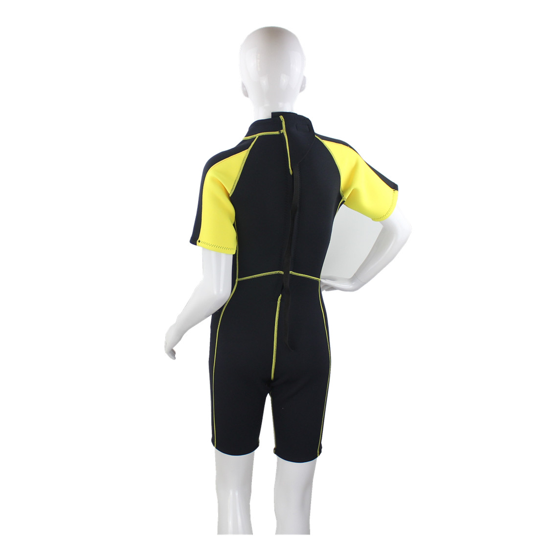 Lady's 2.5mm SCR Neoprene with double nylon back side YKK zipper Flat lock Yellow and Black color shorty wetsuit