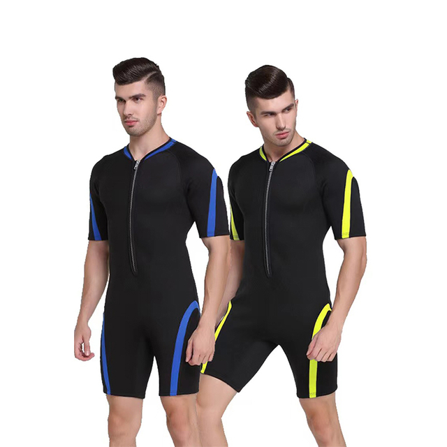 Mens 3mm CR neoprene materials chest YKK zipper double nylon flat lock shorty wetsuit